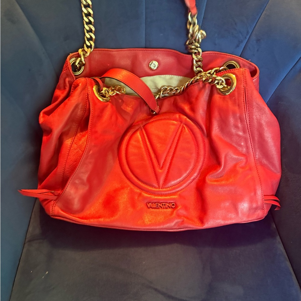 Valentino Vibrant Red Leather Shoulder Bag